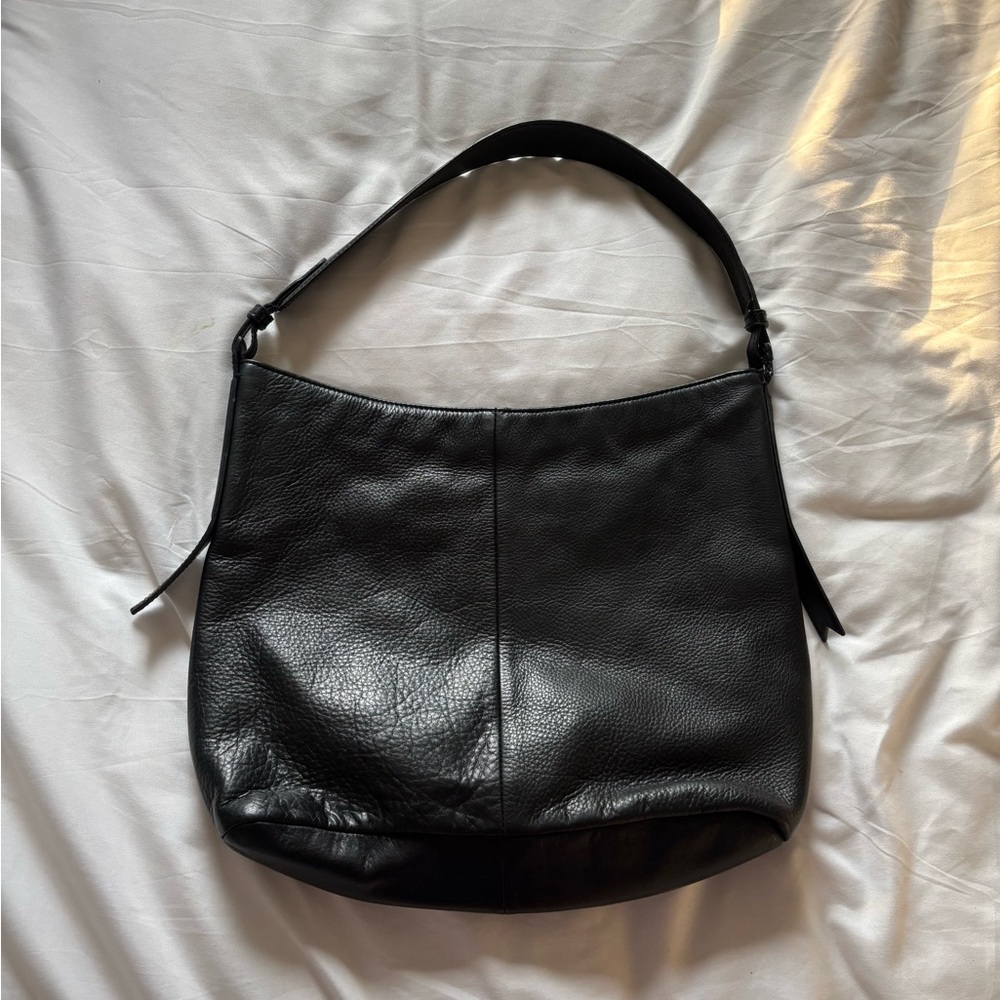 Black Genuine Leather Hobo Shoulder Bag